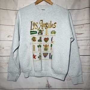 VINTAGE • Los Angeles Sweatshirt • Gray Sweatshirt • Famous Landmarks • Medium